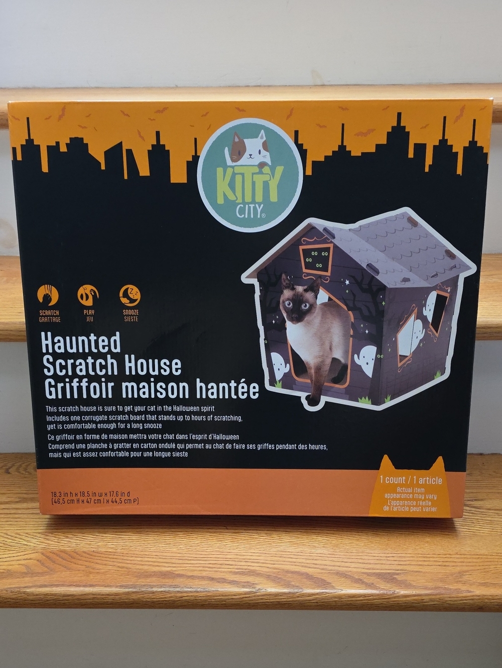 Kitty City Haunted Scratch House - Black & Orange NEW